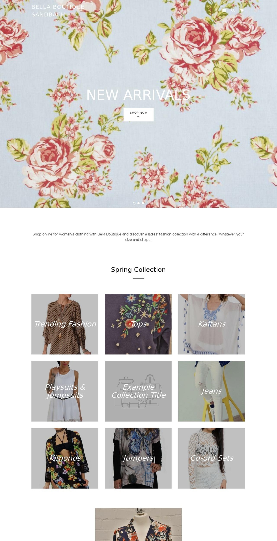 bellaboutiquesandbach.com — Shopify storefront screenshot
