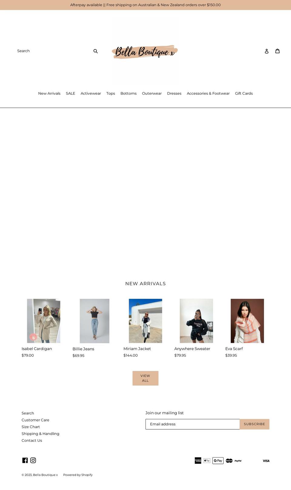 bellaboutiquex.com.au shopify website screenshot