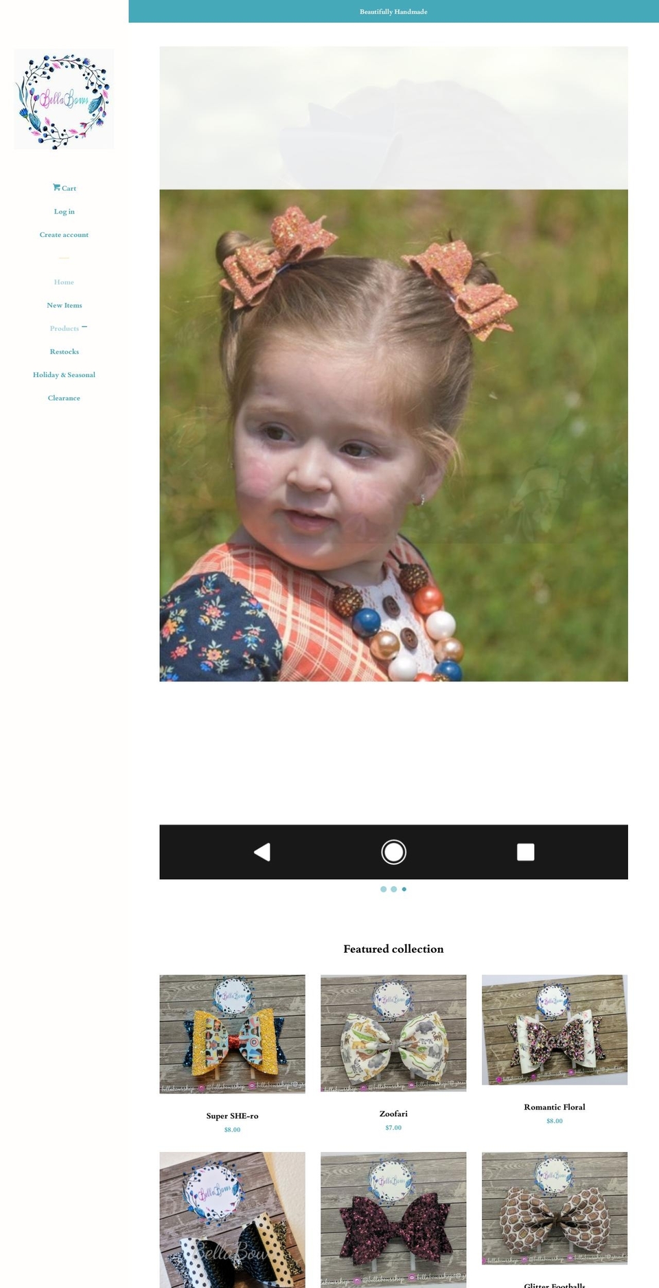 bellabowsshop.com — Shopify storefront screenshot