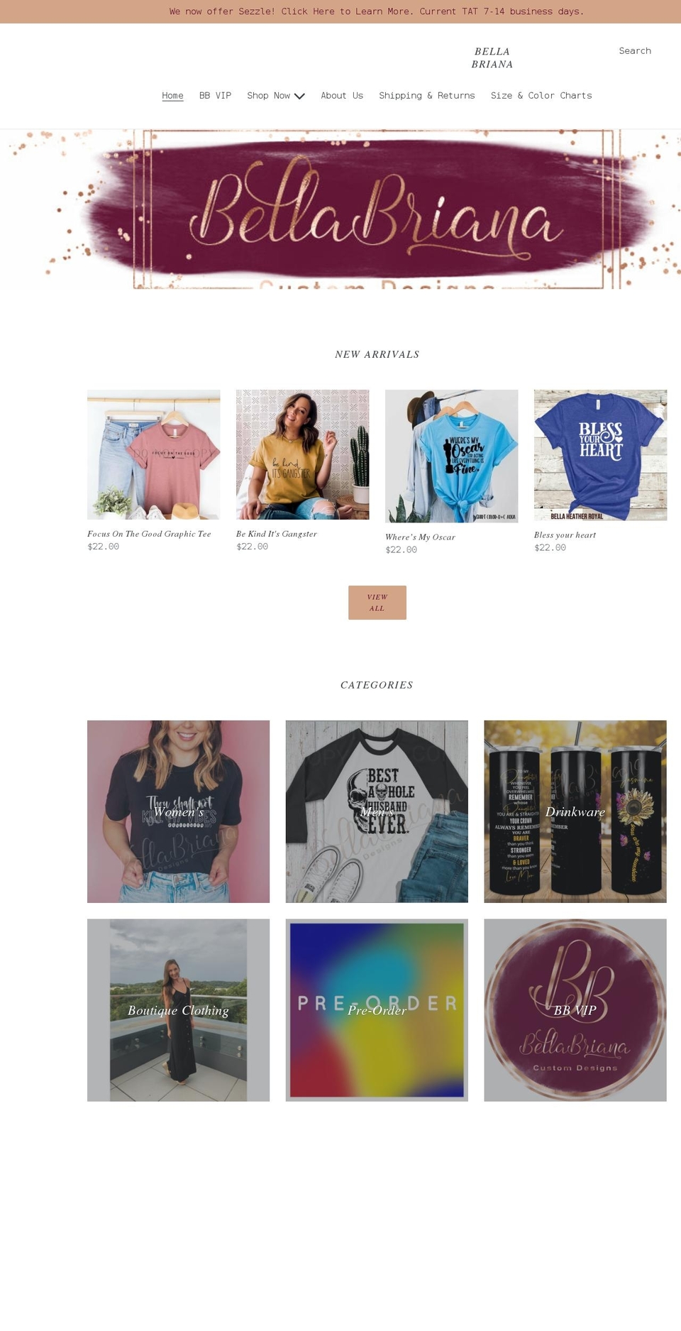 bellabriana.com shopify website screenshot
