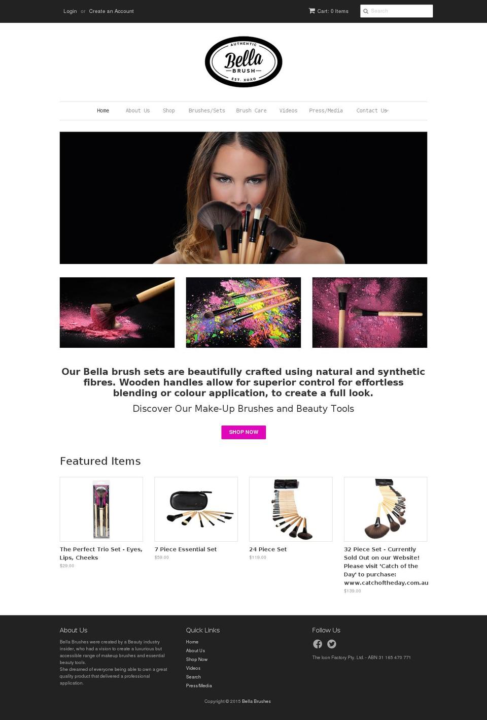 bellabrushset.com.au shopify website screenshot