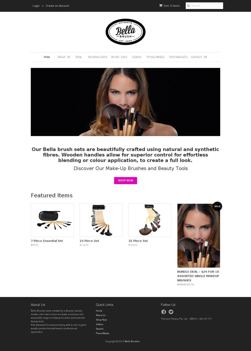 bellabrushset.com — Shopify storefront screenshot
