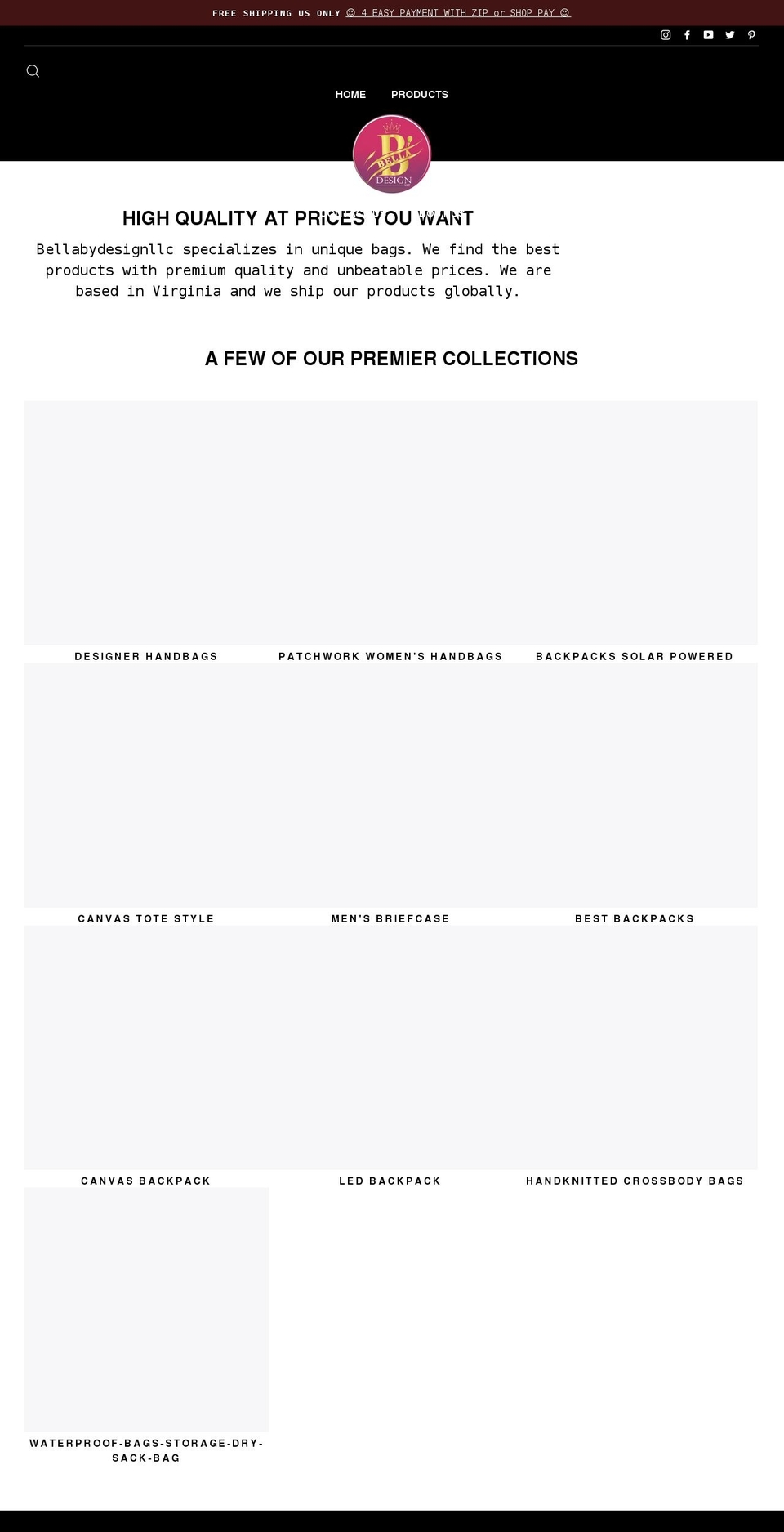 bellabydesignllc.com shopify website screenshot