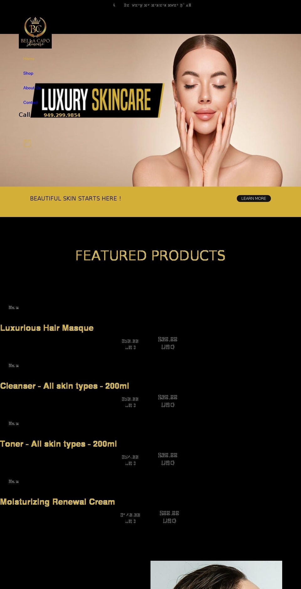 bellacapo.com shopify website screenshot