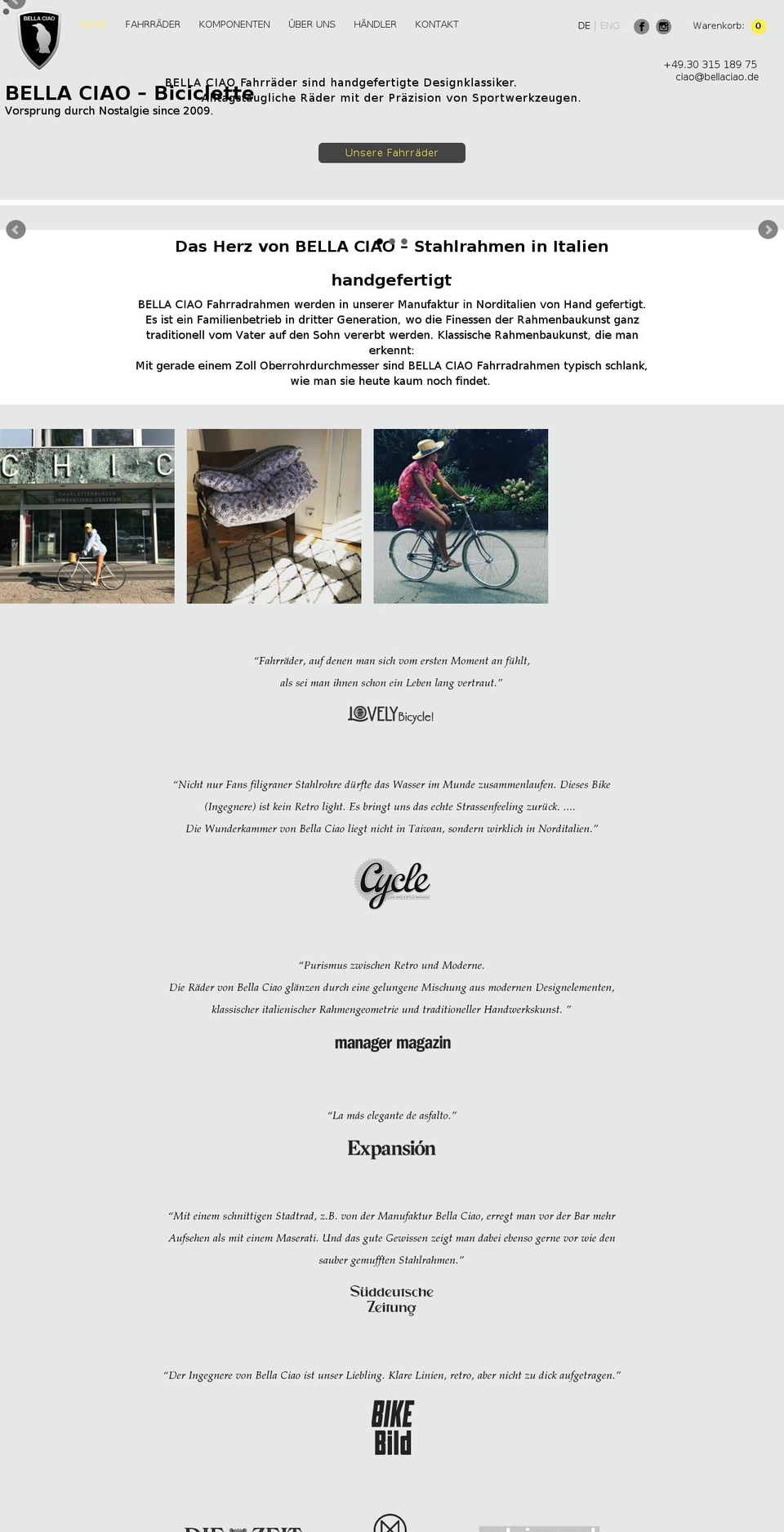 bellaciao Shopify theme site example bellaciaobicycles.com