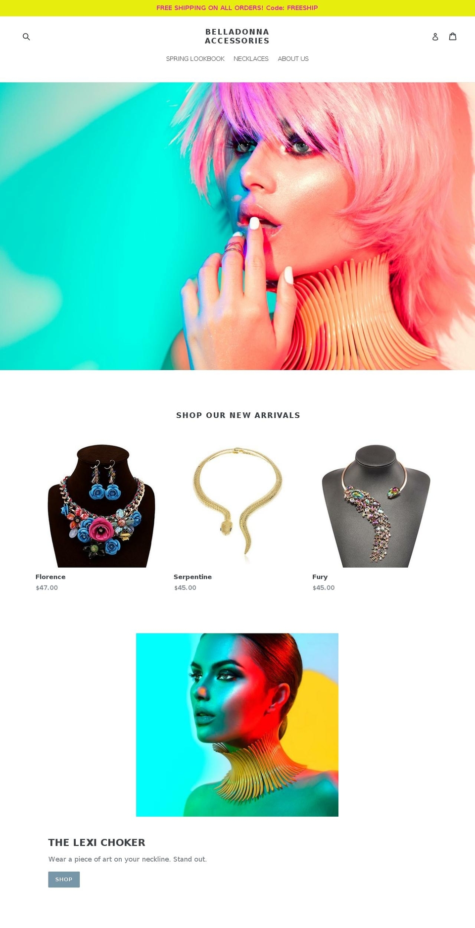 belladonnaaccessories.com — Shopify storefront screenshot