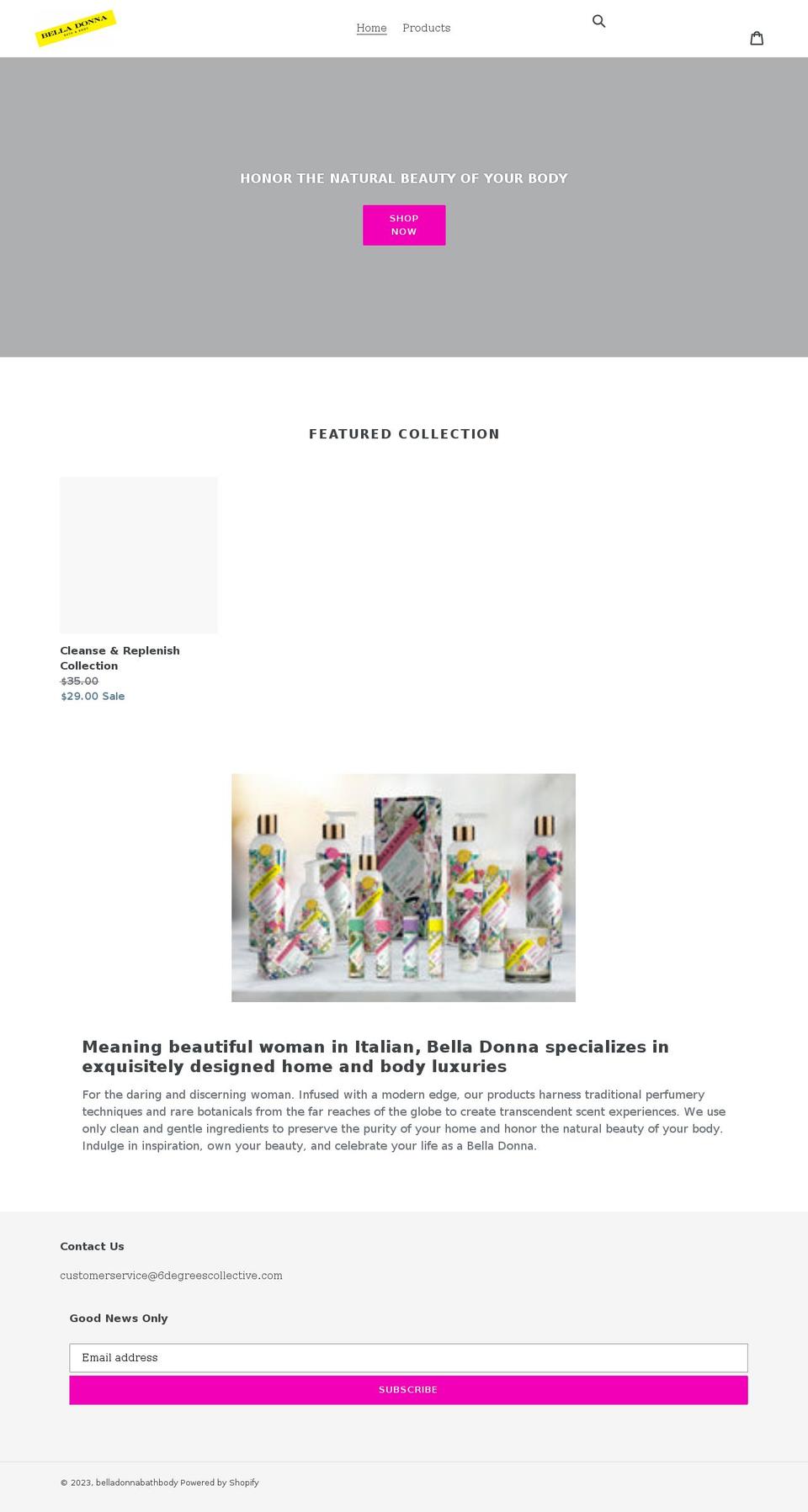 belladonnabathbody.com shopify website screenshot