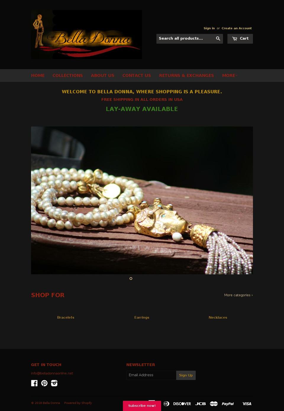 belladonnaonline.net shopify website screenshot
