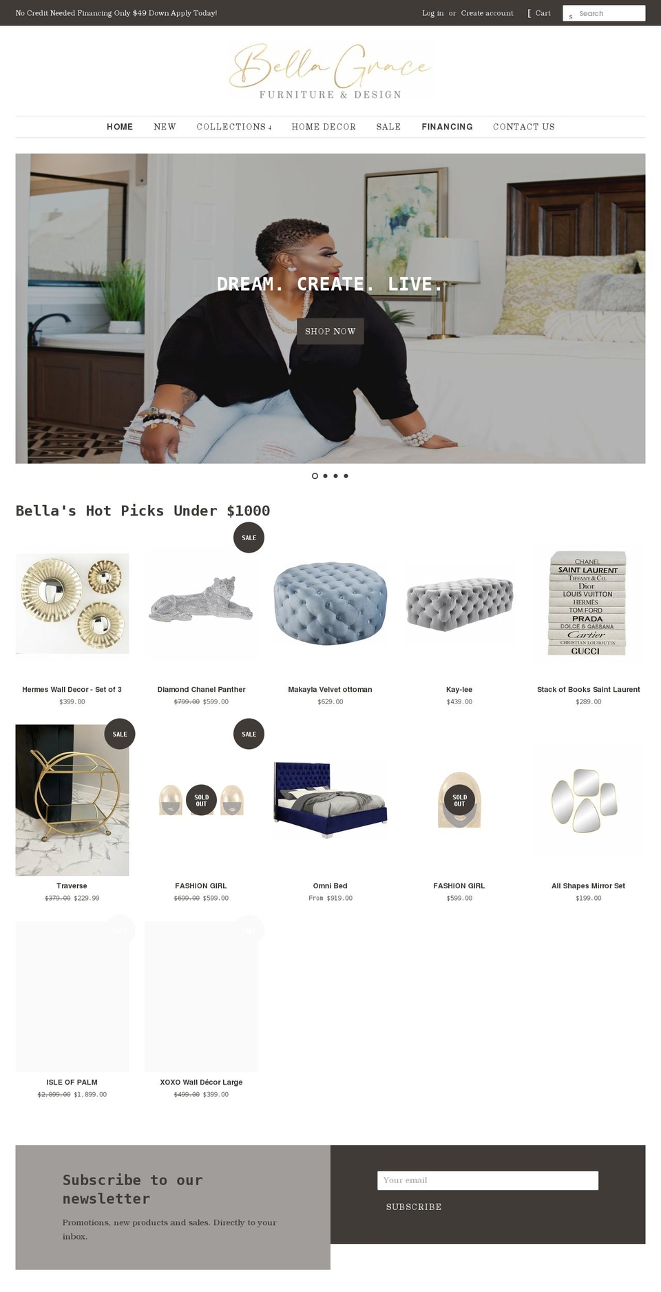 bellagfurniture.com shopify website screenshot