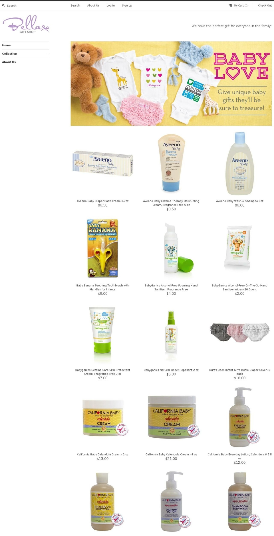 bellagiftshop.com shopify website screenshot