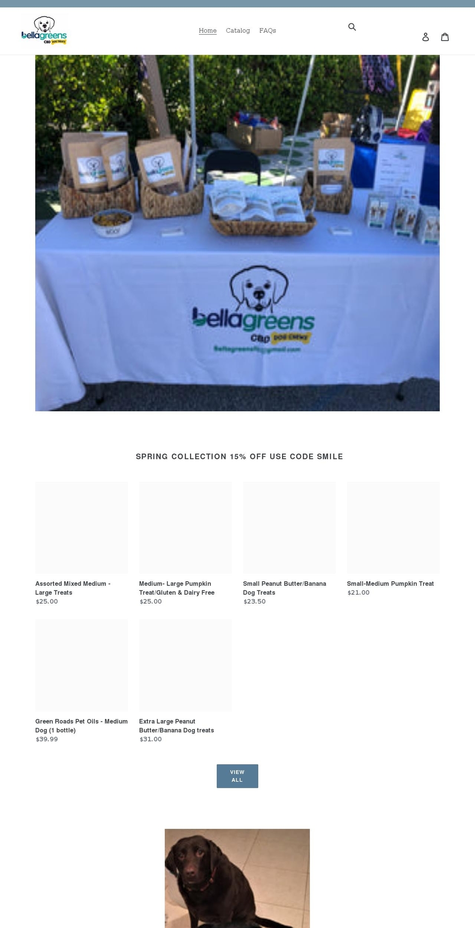 bellagreensdogtreats.com shopify website screenshot