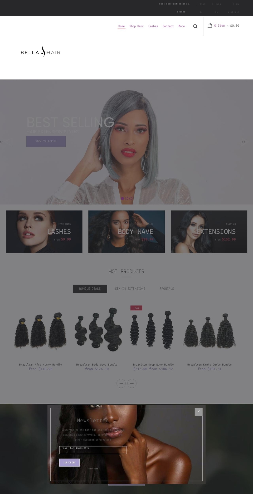 dropship-beauty- Shopify theme site example bellahairus.com