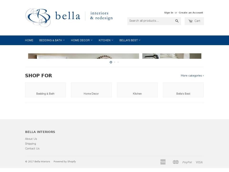 bellainteriors.ca shopify website screenshot