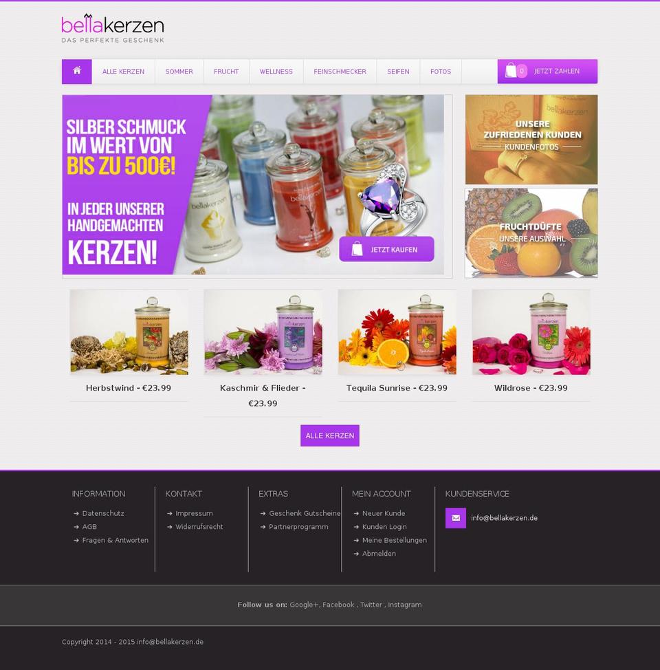 bellakerzen.de shopify website screenshot