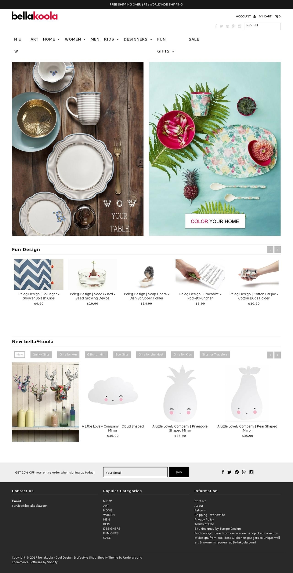 Craft Shopify theme site example bellakoola.com