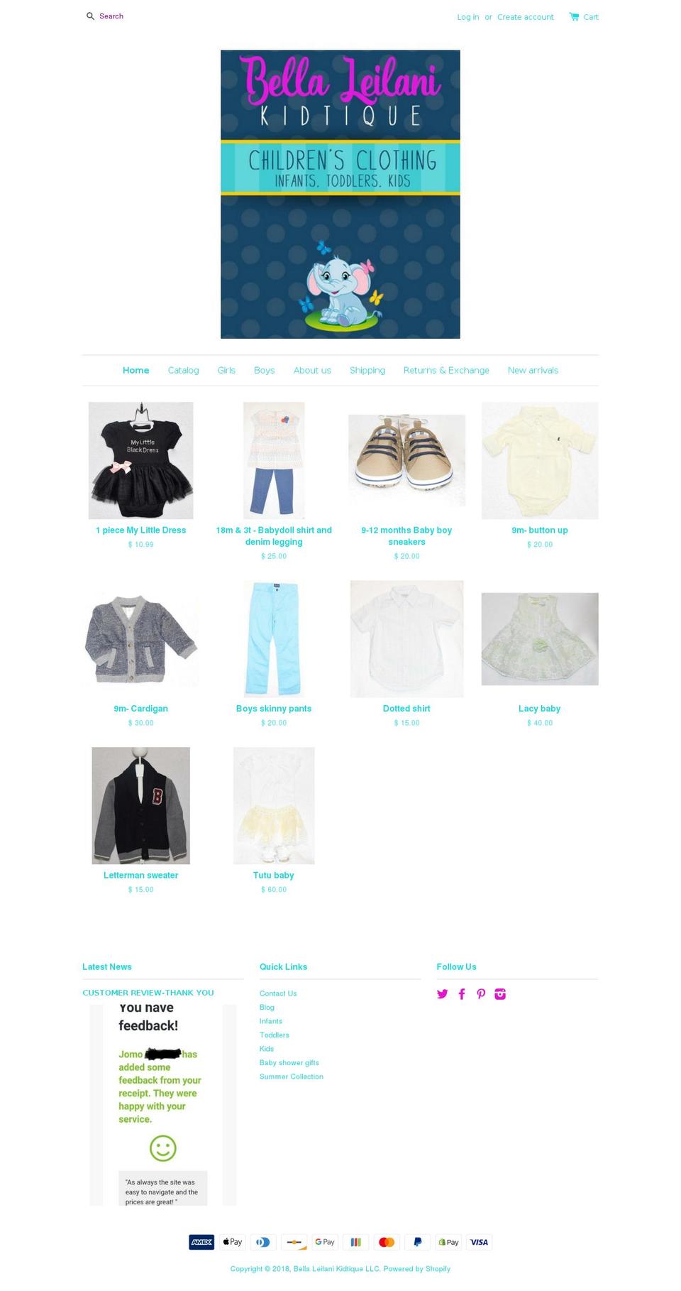 bellaleilanikidtiquellc.com — Shopify storefront screenshot