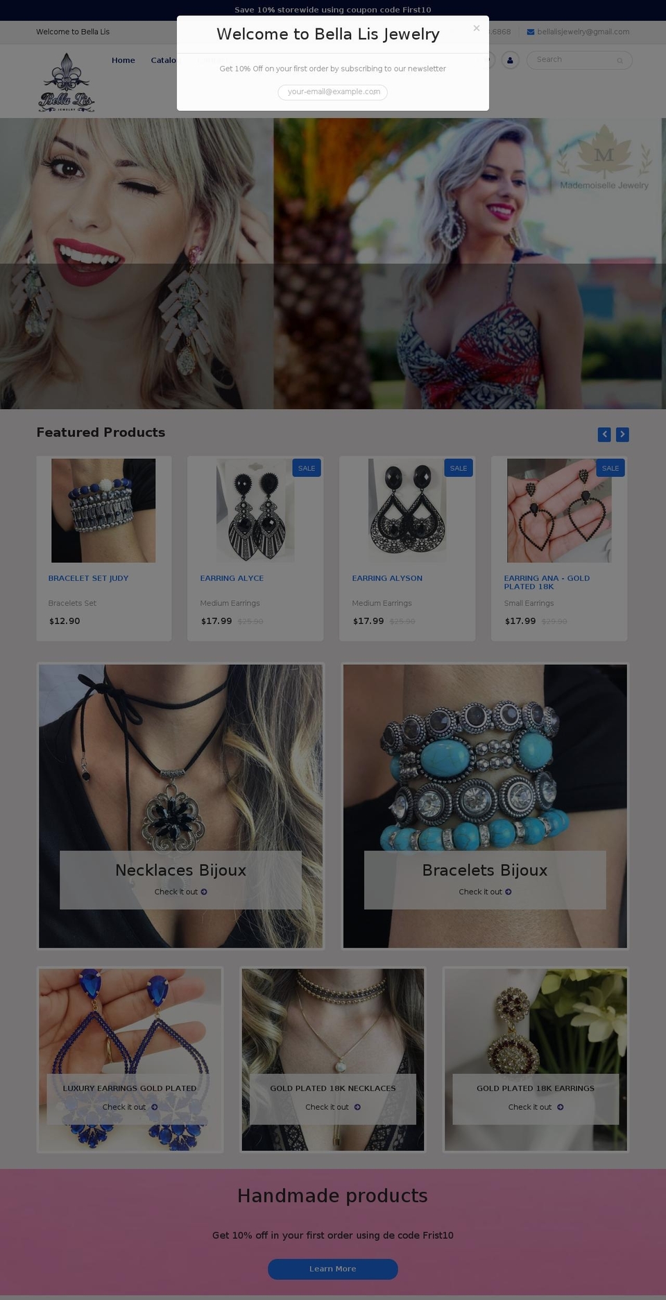 bellalisjewelry.com shopify website screenshot