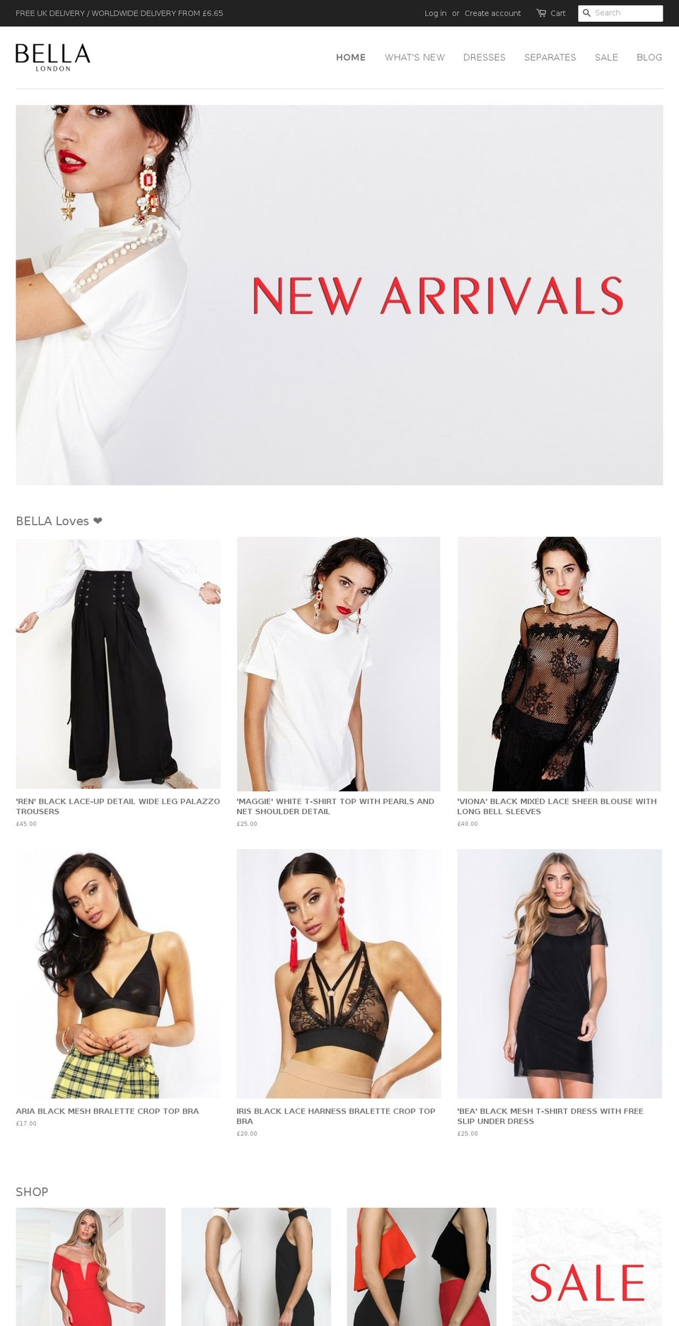 bellalondon.co.uk shopify website screenshot