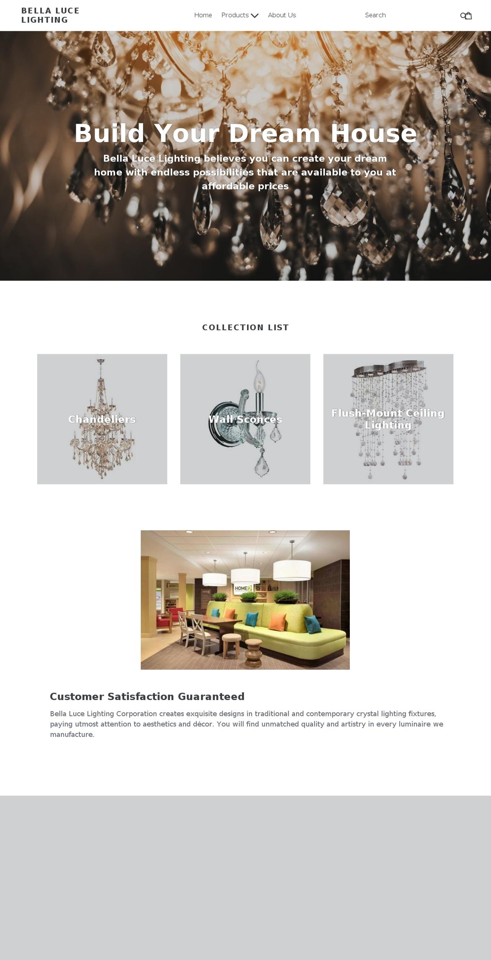 bellalucelighting.com — Shopify storefront screenshot