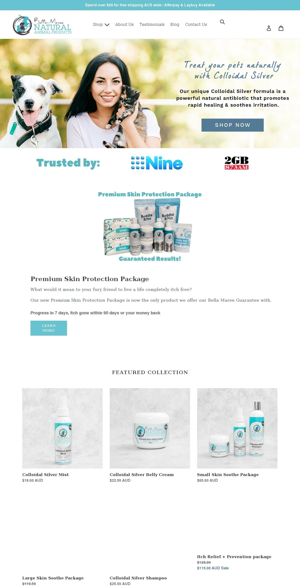 bellamareeproducts.com.au shopify website screenshot