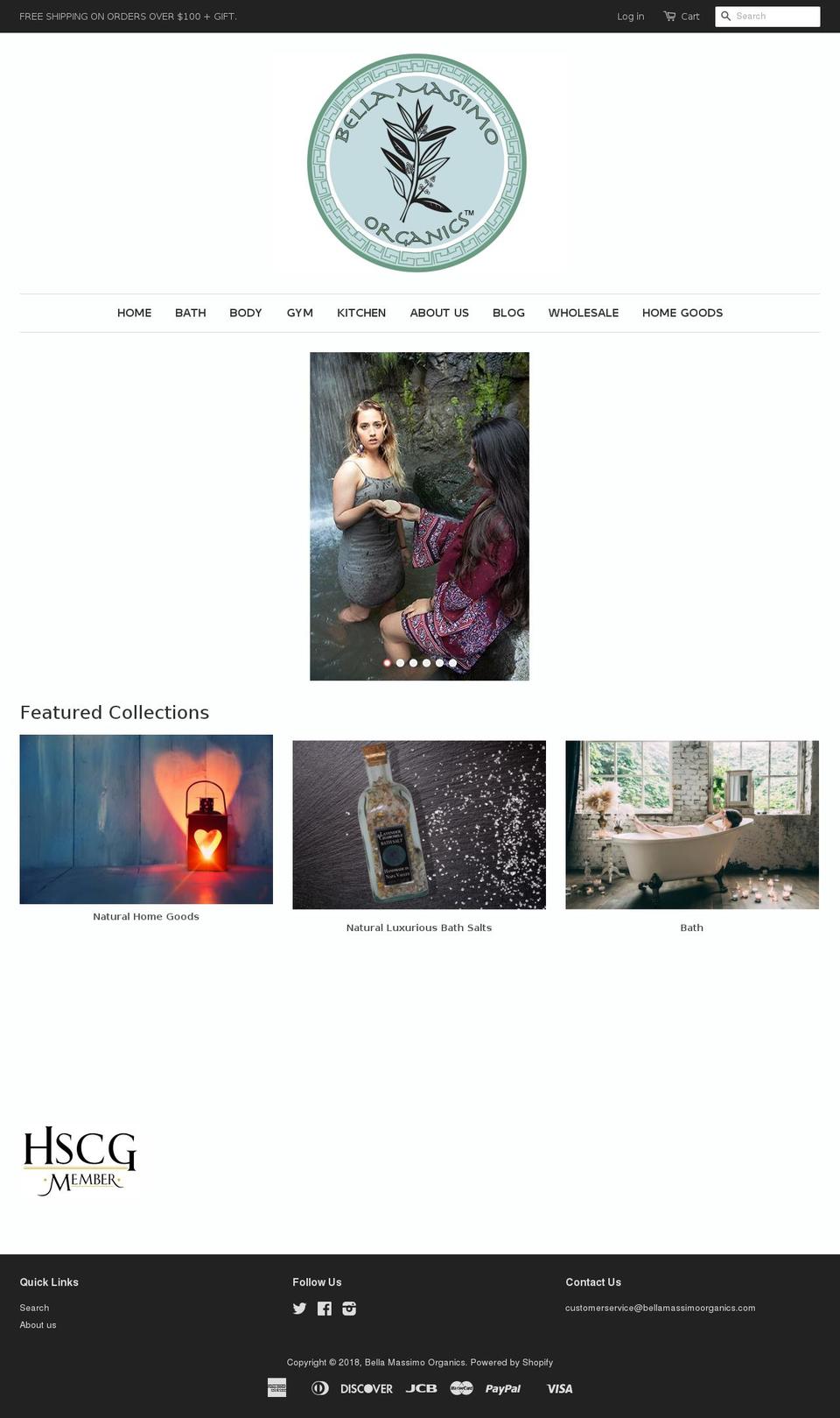 bellamassimoorganics.com — Shopify storefront screenshot