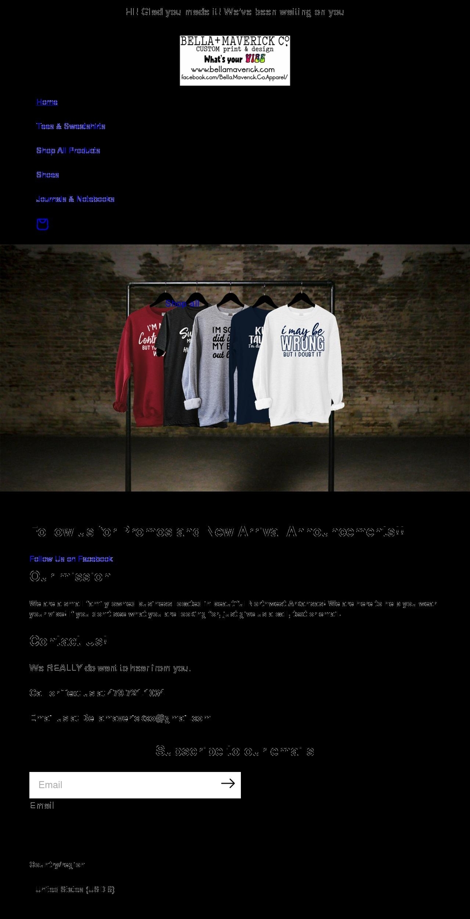 bellamaverick.com shopify website screenshot