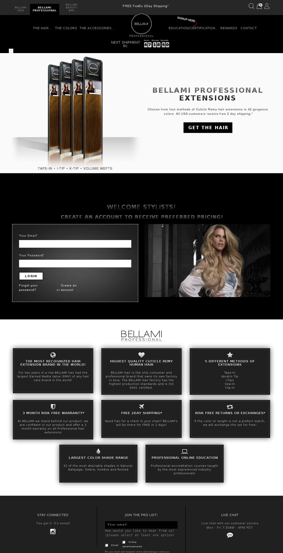 bellamiprofessional.com shopify website screenshot