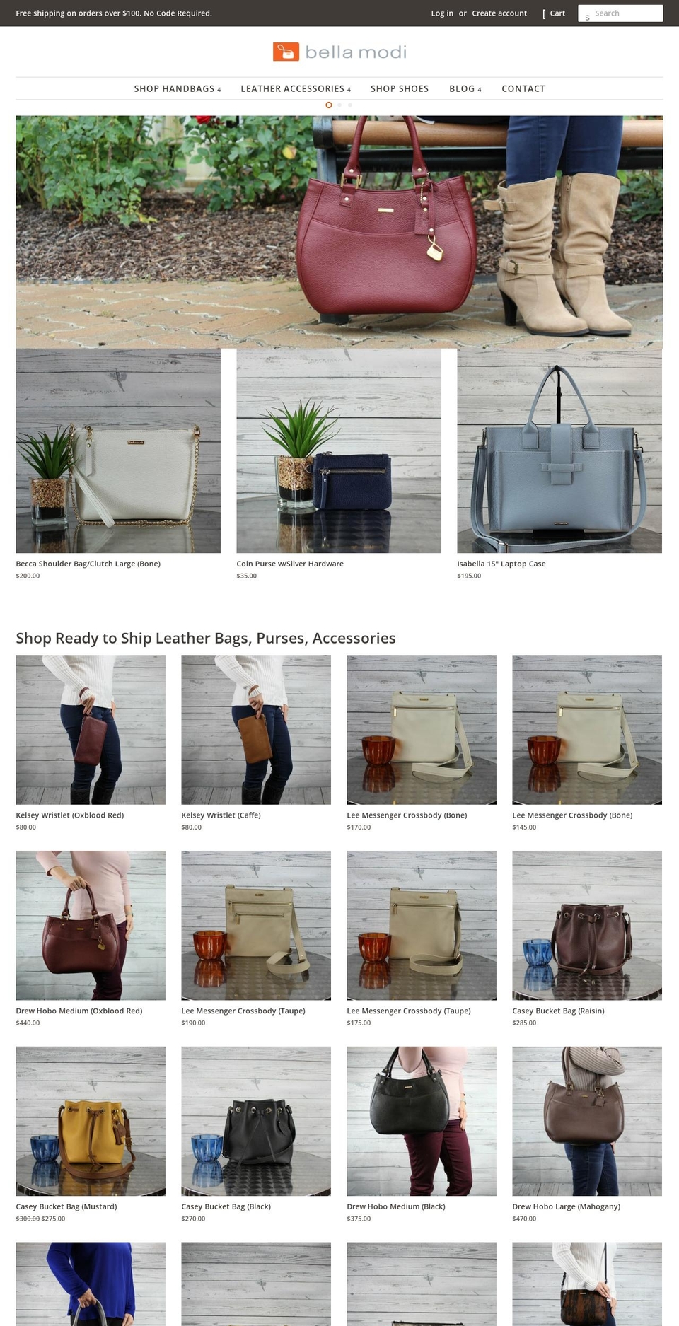 bellamodihandbags.com shopify website screenshot