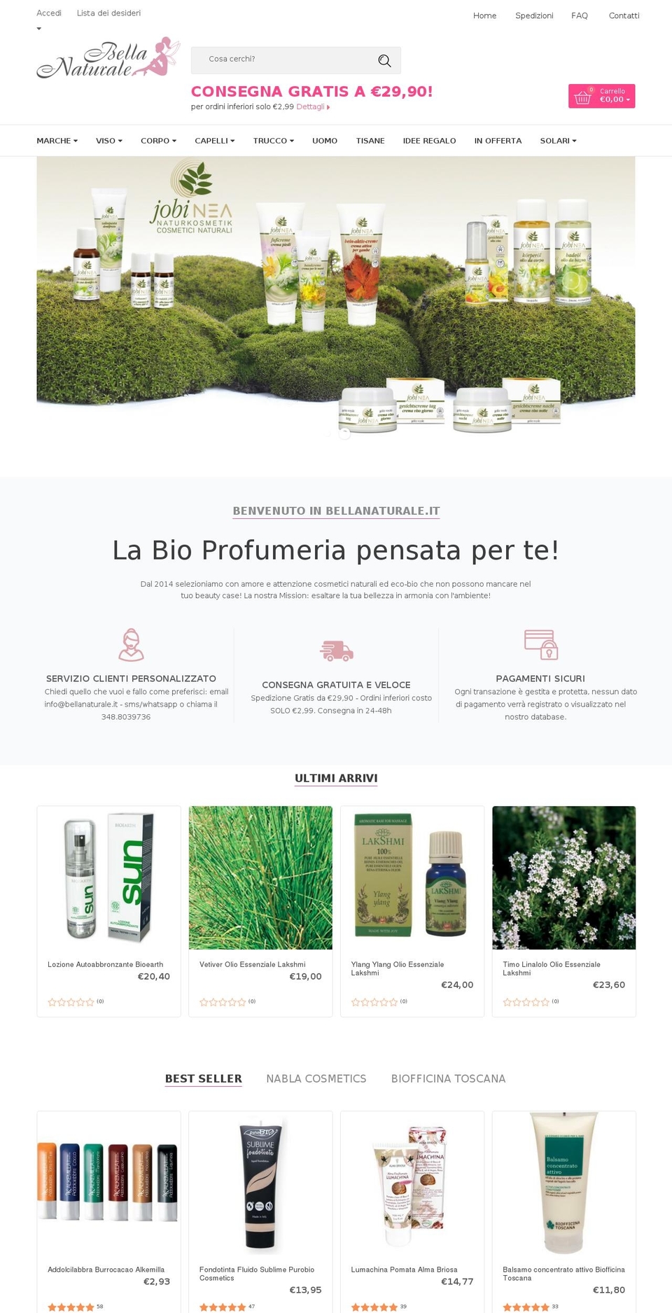 bellanaturale.it shopify website screenshot