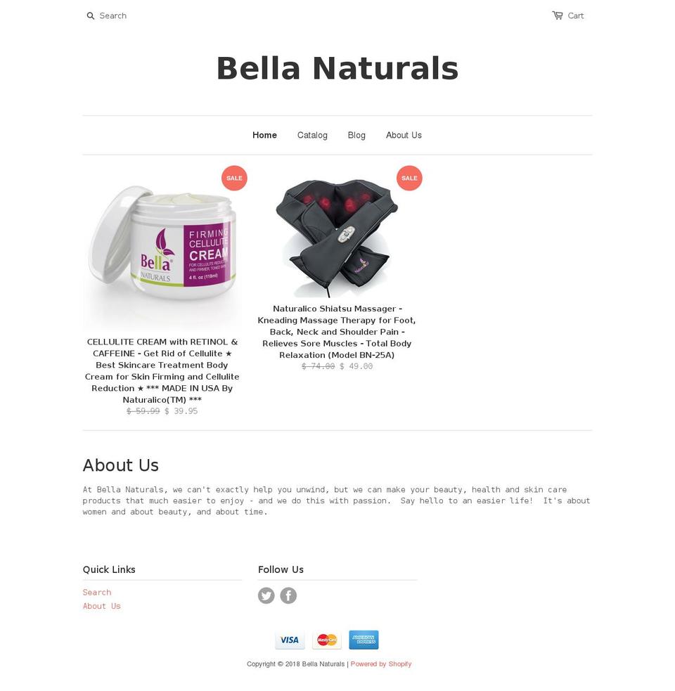 bellanaturals.us shopify website screenshot