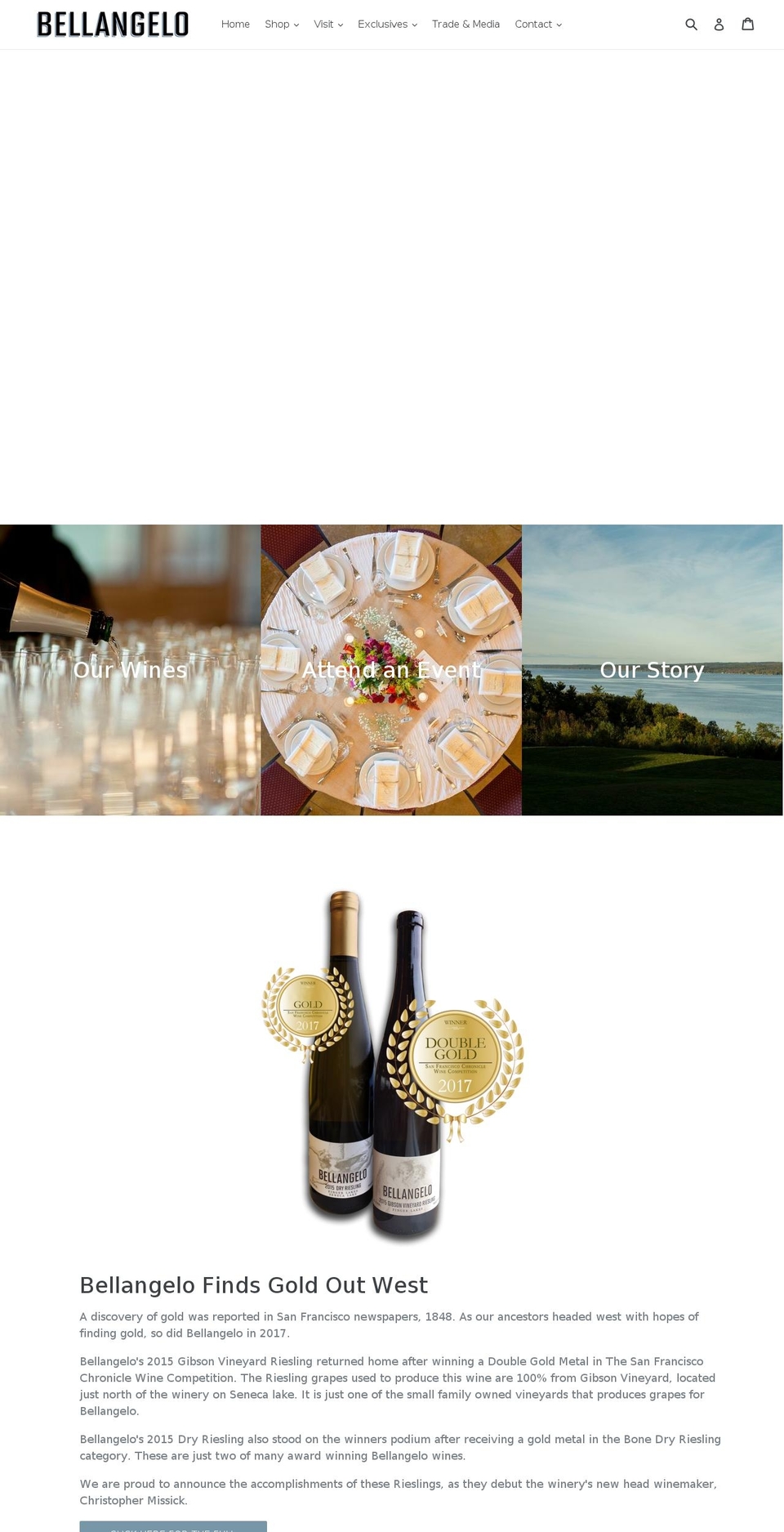 bellangelowinery.com — Shopify storefront screenshot