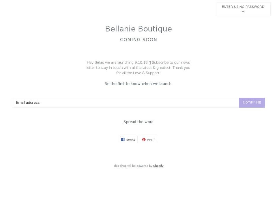 bellanieboutique.com — Shopify storefront screenshot