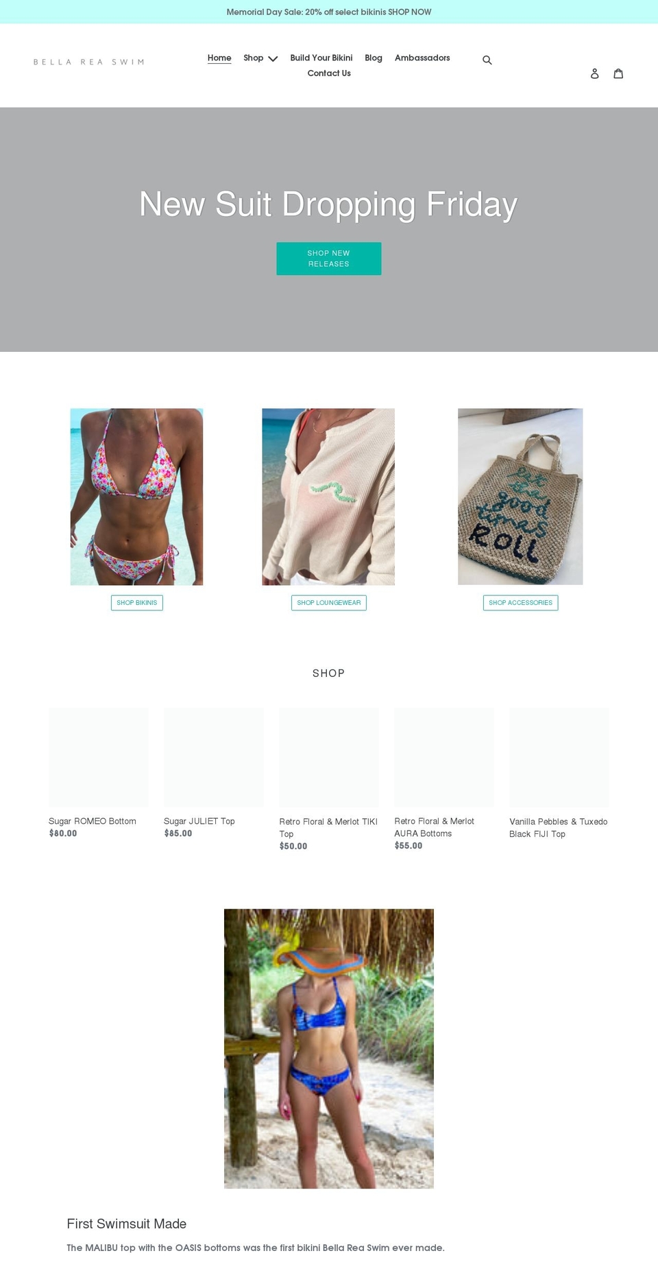 bellareaswim.com shopify website screenshot