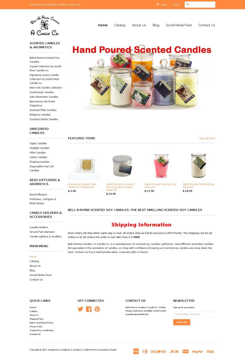 bellaromacandle.com shopify website screenshot