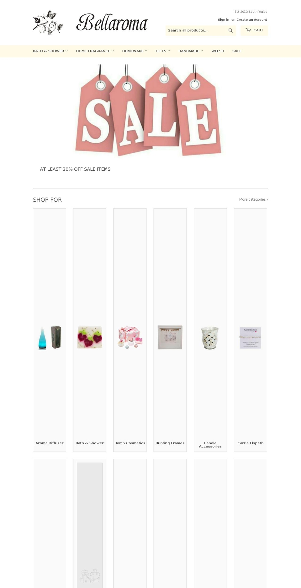 bellaromagifts.com shopify website screenshot