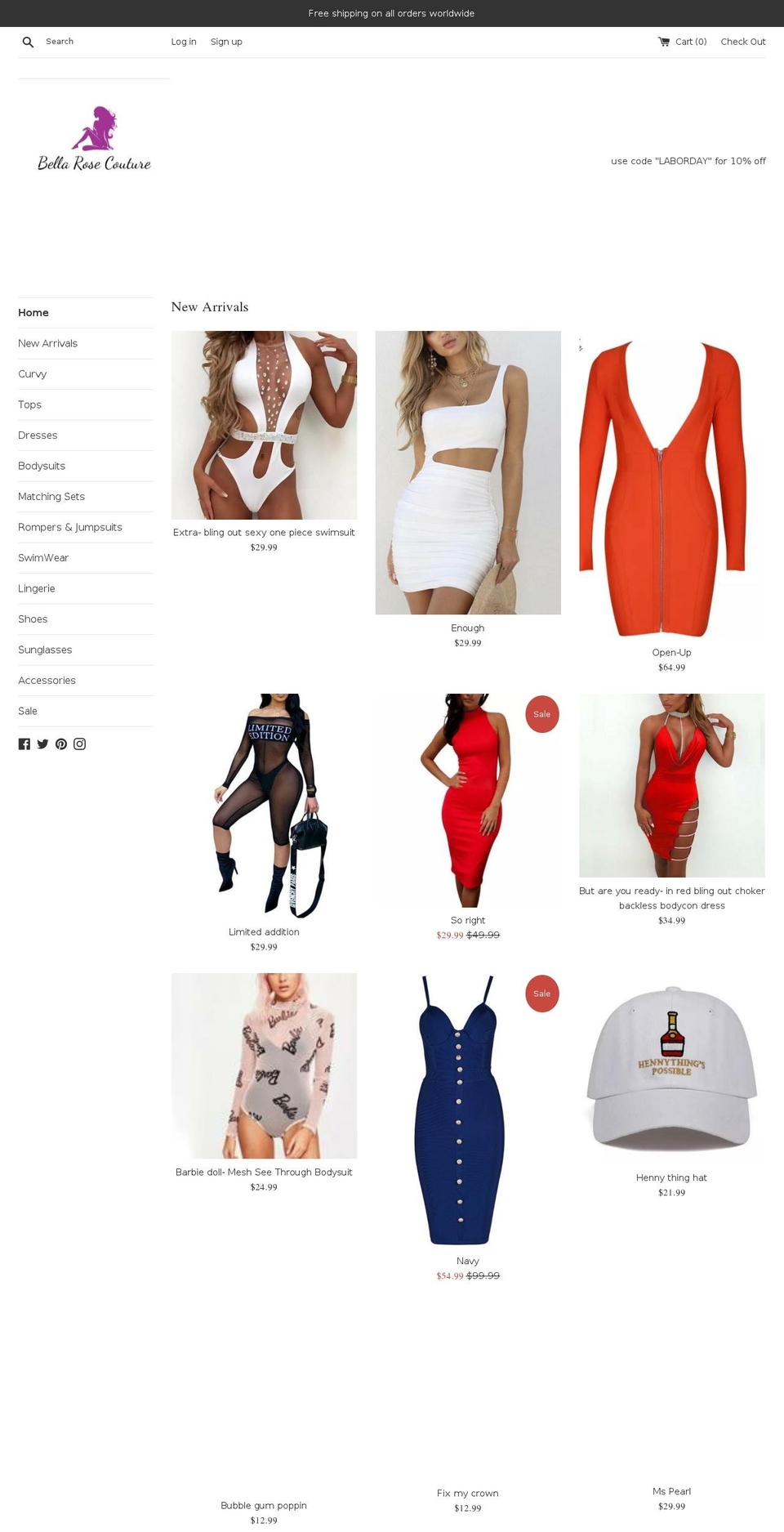 bellarosecouture.com — Shopify storefront screenshot