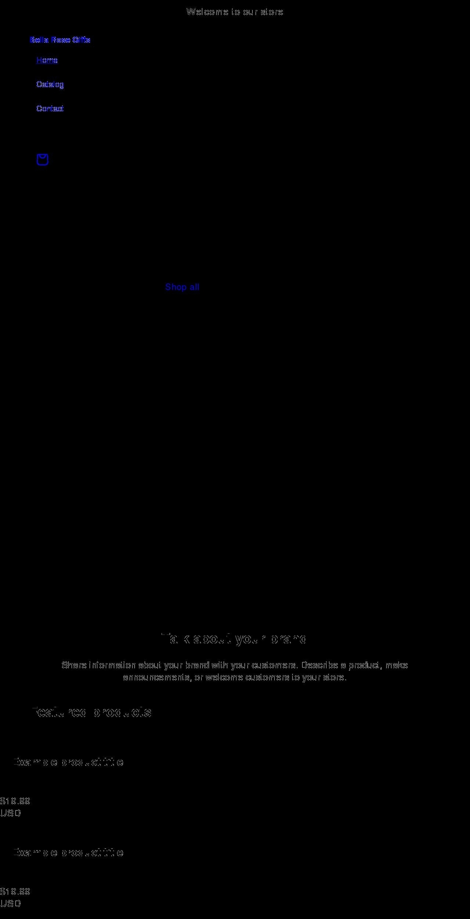 bellarosegifts.com shopify website screenshot