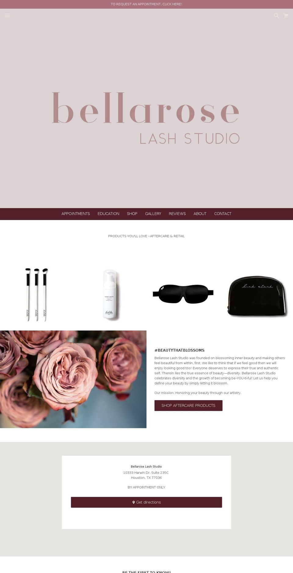 bellaroselashstudio.com — Shopify storefront screenshot