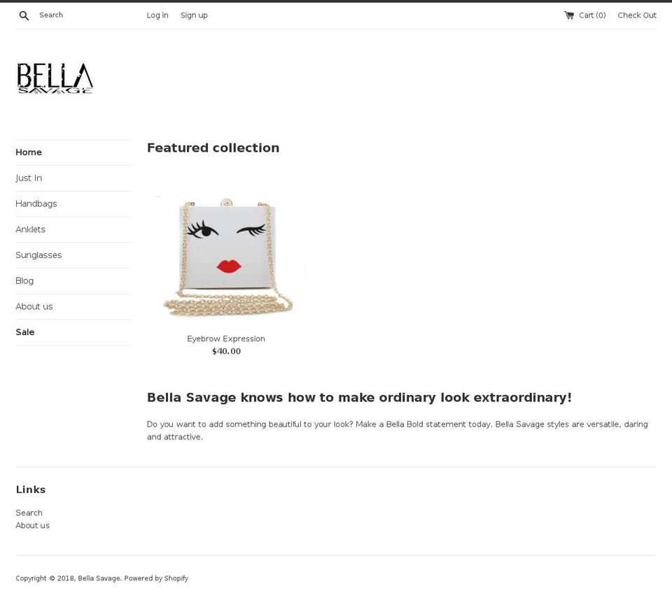 bellasavage.com — Shopify storefront screenshot