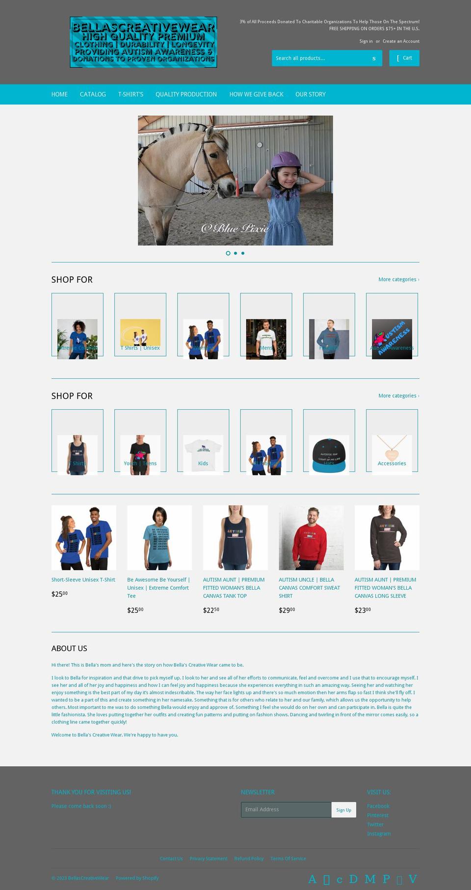 bellascreativewear.com — Shopify storefront screenshot