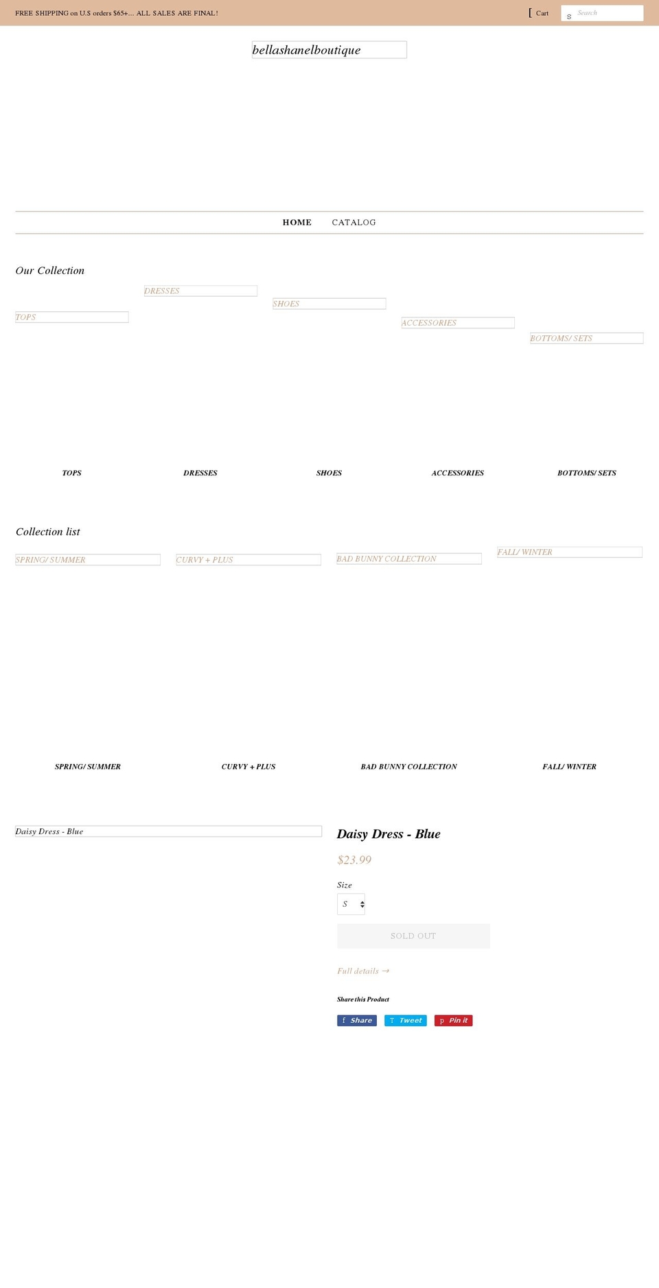 bellashanelboutique.com shopify website screenshot