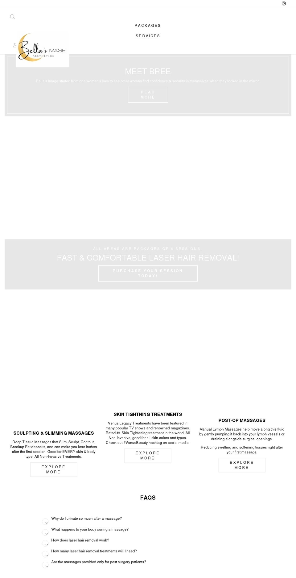 bellasimageaesthetics.net shopify website screenshot