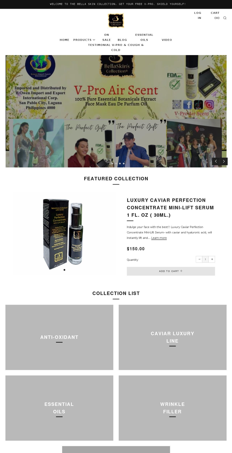 bellaskinbybella.com shopify website screenshot