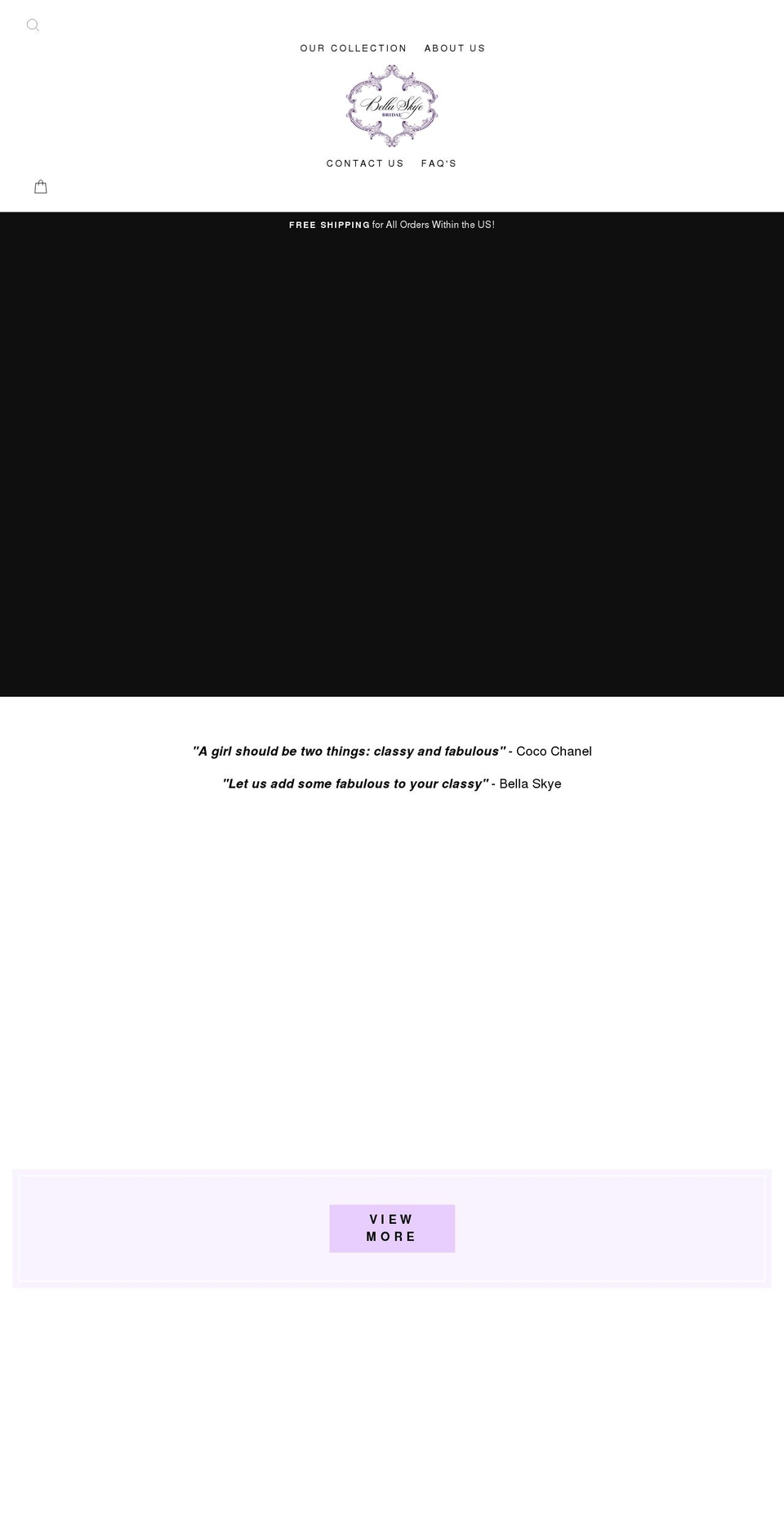 bellaskyebridal.com shopify website screenshot