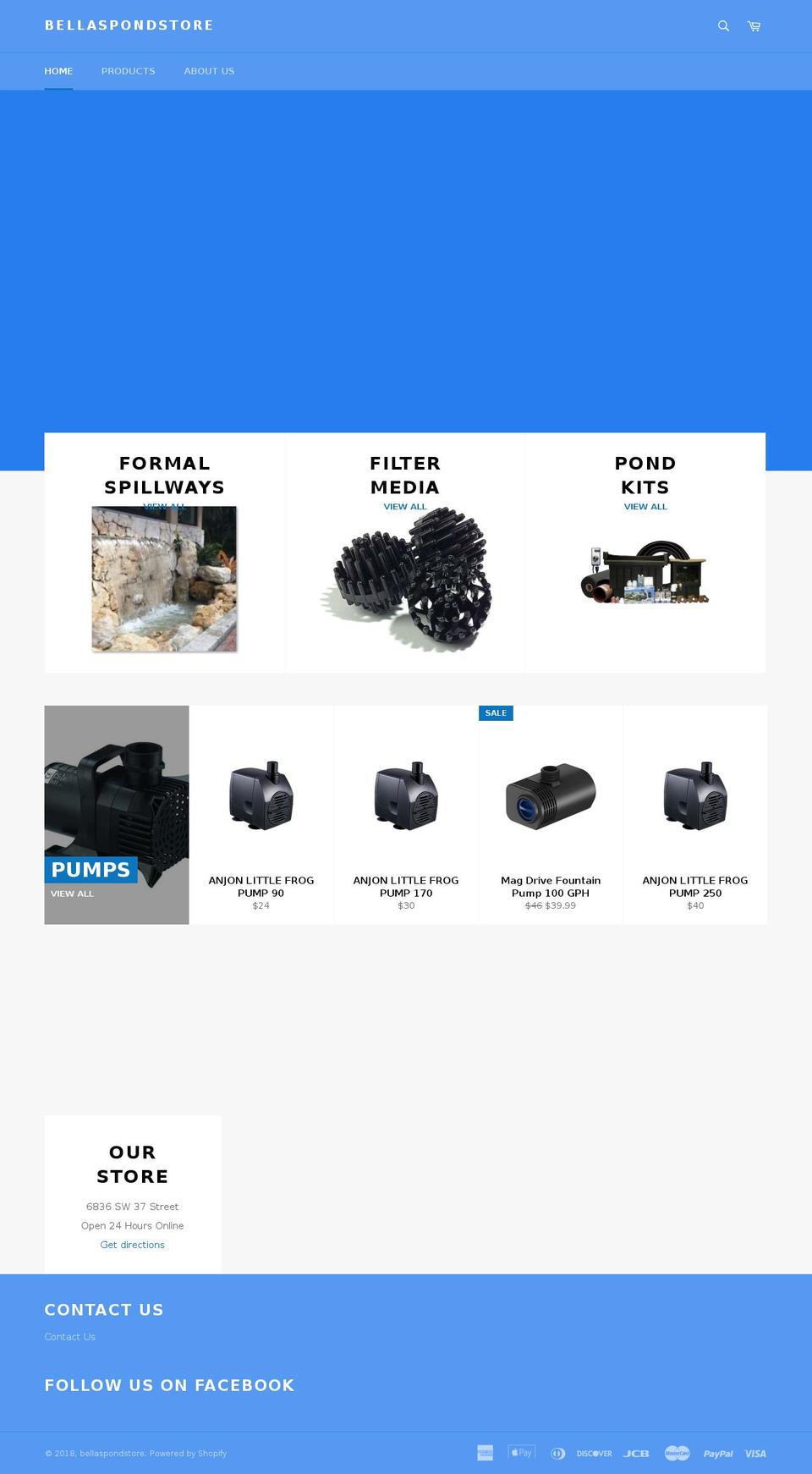 bellaspondstore.com shopify website screenshot