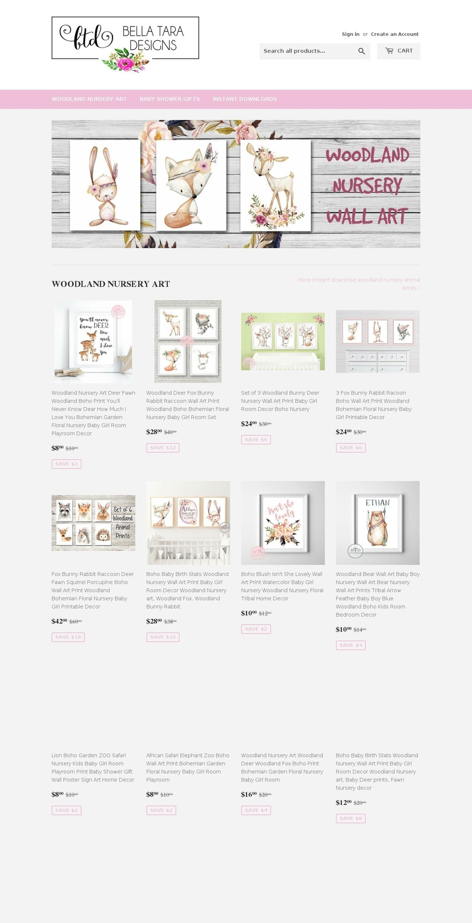 bellataradesigns.com — Shopify storefront screenshot