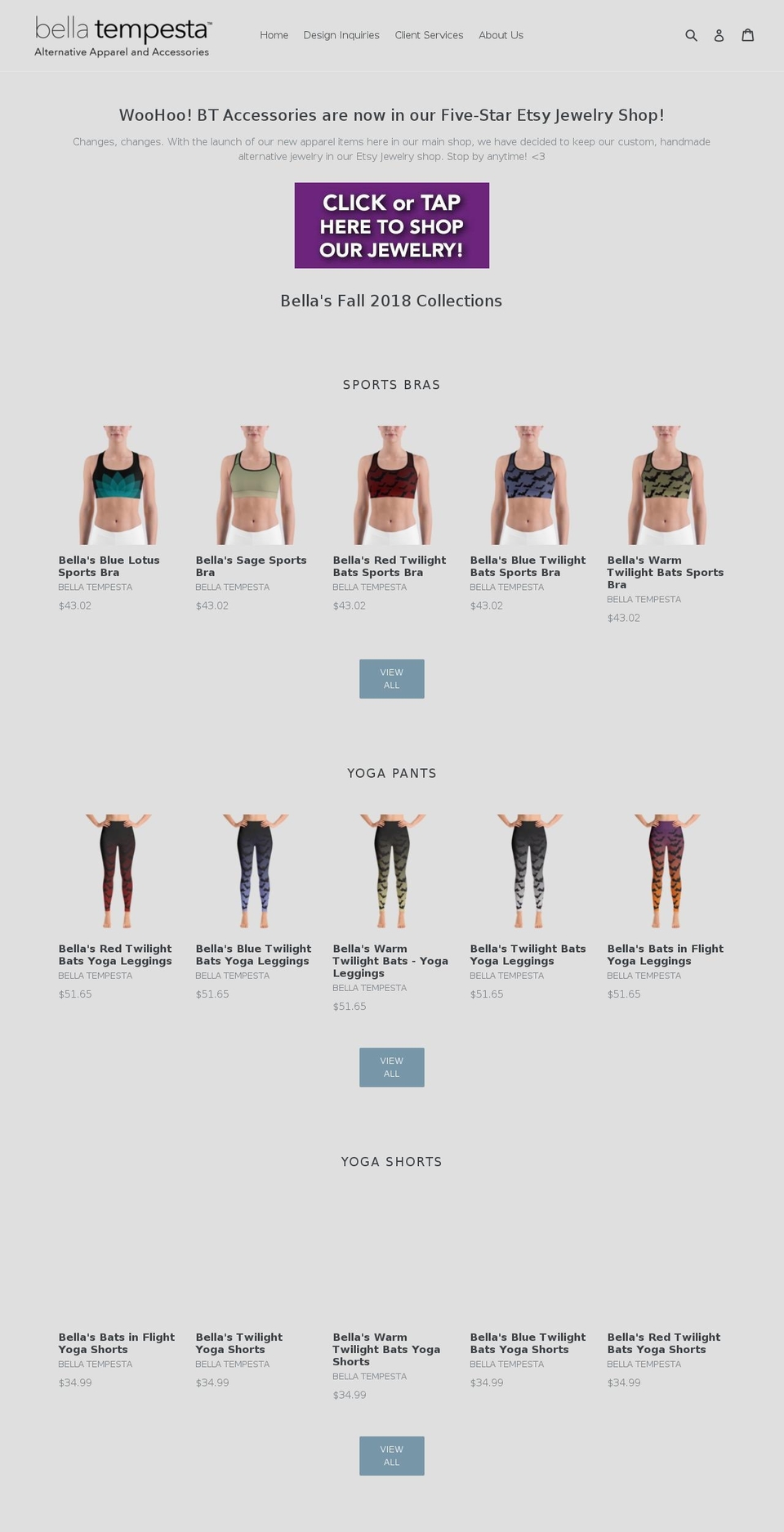 bellatempesta.com — Shopify storefront screenshot
