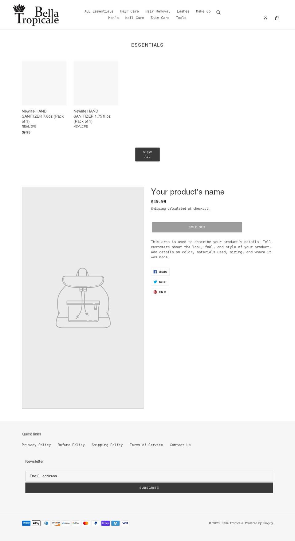 bellatropicale.com shopify website screenshot