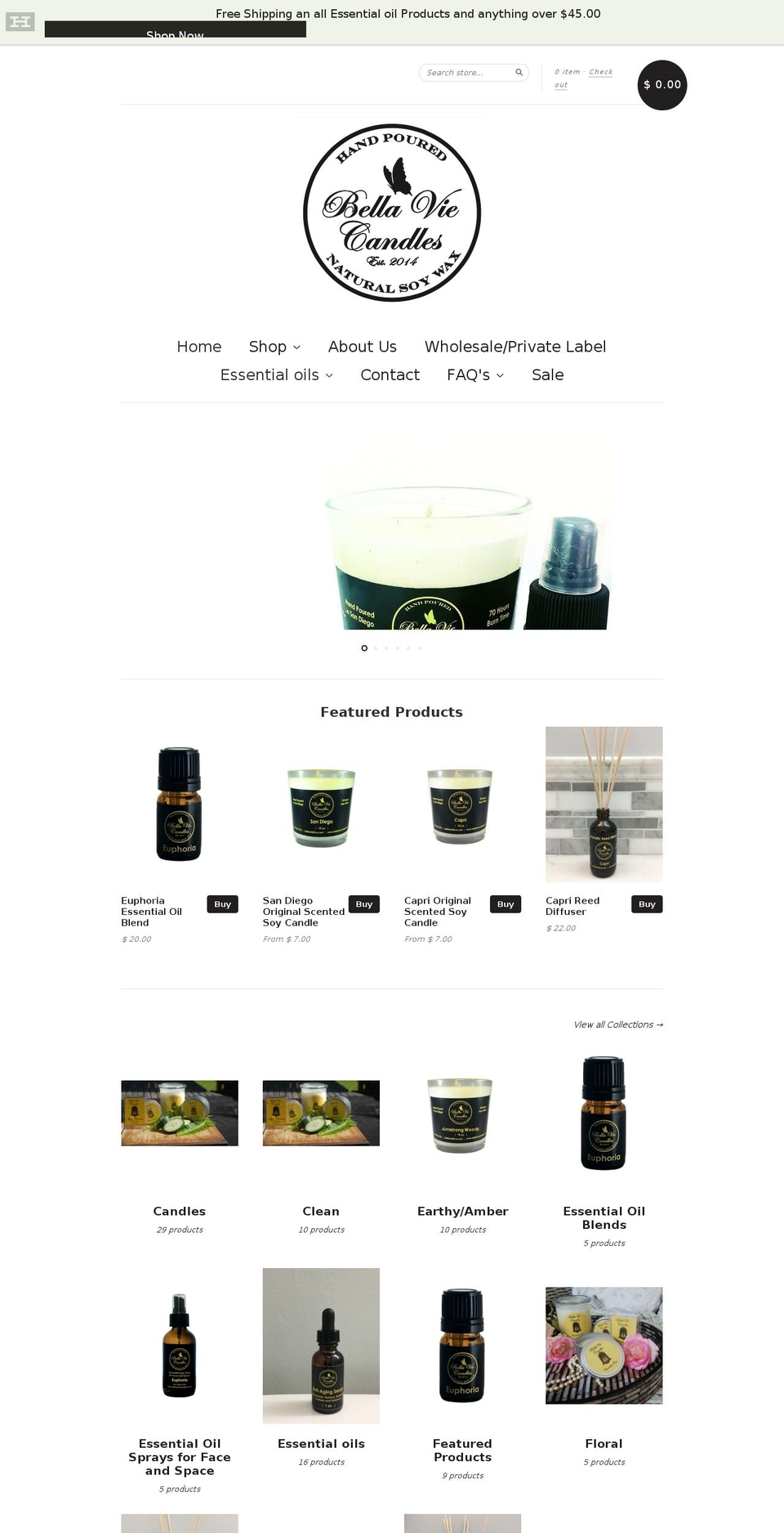 bellaviecandles.com shopify website screenshot