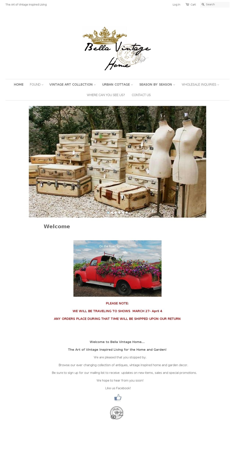 bellavintagehome.com shopify website screenshot